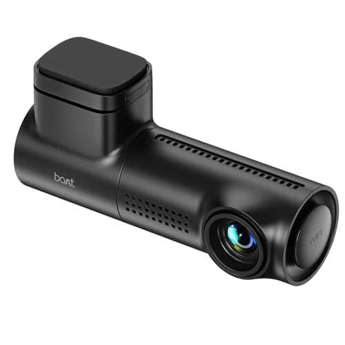 boAt Hive Dashcam E1, 1296P Full HD Recording, G-Sensor Emergency Recording, Loop Recording, Low Light Vision, Wide Angle FOV, Built-in Wi-Fi, Mic, Speaker, App Support (Space Black)