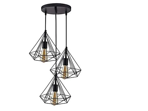 Groeien newflex_06_New Diamond Shape Hanging Light with Braided Cord (Black)
