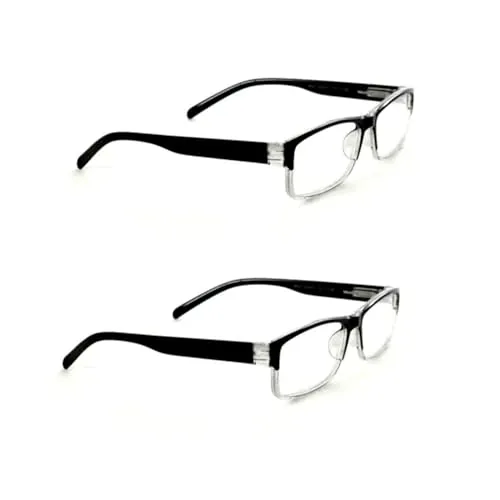 Combo Pack of 2 Reading Glasses for Men & Women | Lightweight Power Eyeglasses (Single Vision) | Available in +1.00 to +3.00 | All Day Comfort (+2.00)