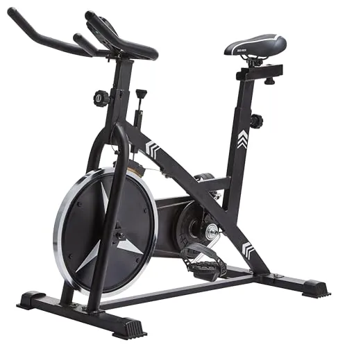 Amazon Basics Pro Spin Fitness Bike with 8Kg Flywheel, Adjustable Resistance | LCD Monitor | To & Fro, Up & Down Seat Adjustments | Home Workouts | Max User Weight: 100 kg