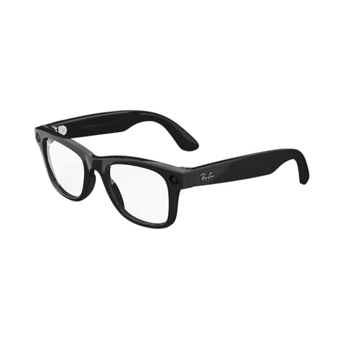 Ray-Ban Meta (Gen 1), Wayfarer, Large Shiny Black | Smart AI Glasses for Men, Women. 12 MP Ultra-Wide Camera, Open-Ear Speakers for Audio, Video Recording and Bluetooth. Clear Lenses. Wearable Tech.