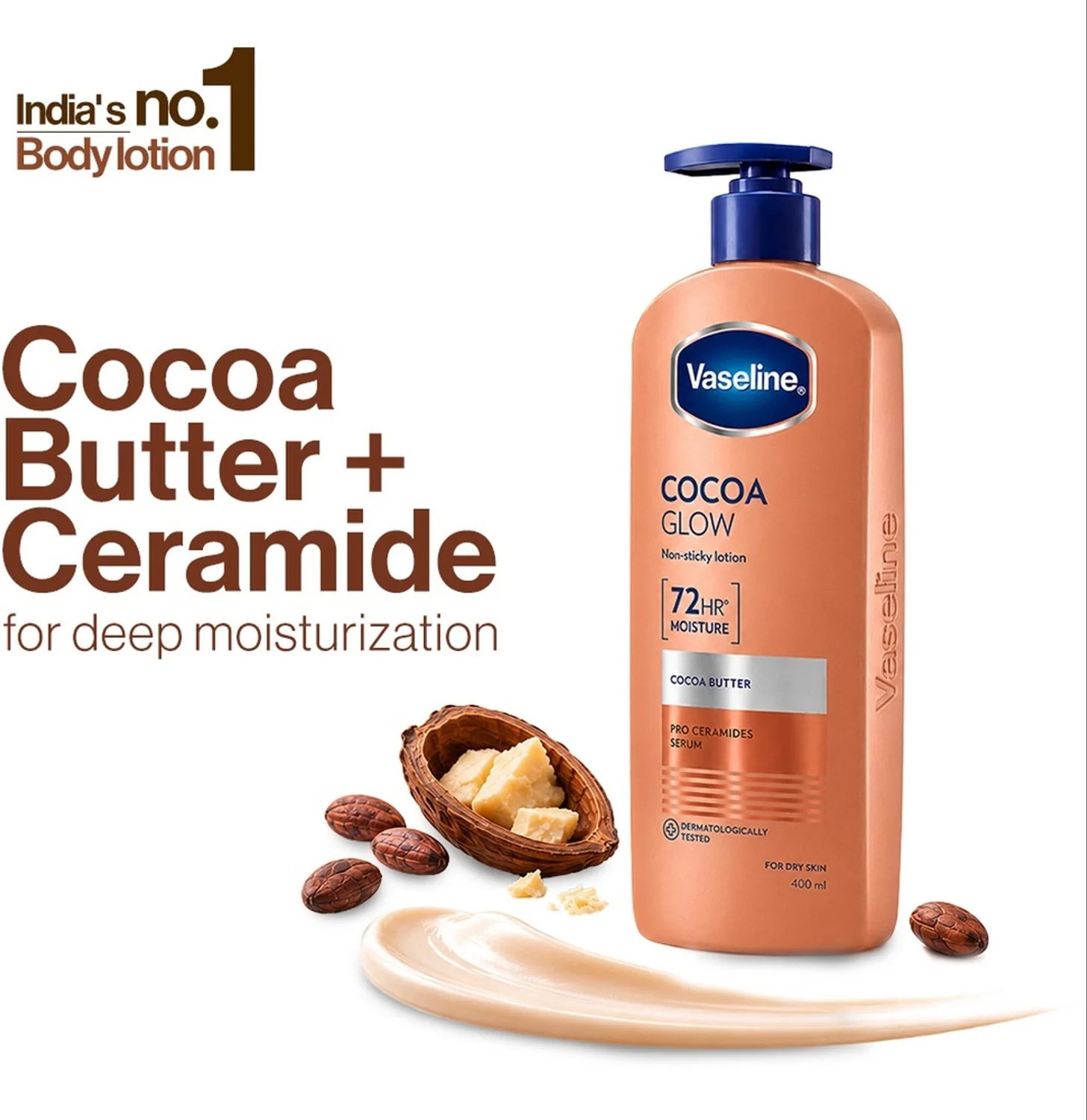 Vaseline Cocoa Glow Serum in Lotion With 100% Pure Cocoa Body Lotion For Dry Skin 725ml