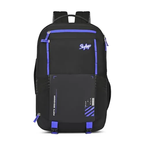 Skybags Porto Spacious 40L Weekender Backpack, 2 Compartments, Black-Blue
