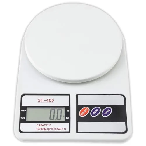 Btag SF-400 Digital Kitchen Weighing Scale | 10Kg x 1g Precision | 1 year (6+6 months) warranty | Food Scale with LCD Display for Cooking, Baking, Meal Prep & Healthy Diet | (White)