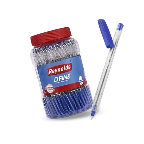 Reynolds DFINE Ball Pen SET - 70 BLUE PENS WITH COMFORTABLE GRIP |BLUE BALL PENS FOR WRITING | PEN FOR STUDENTS & OFFICE STATIONERY | 0.7 mm TIP SIZE