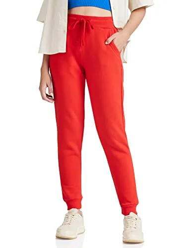 Amazon Brand - Symbol Women's Slim Fit Knit Jogger Stretchable_Red_Small