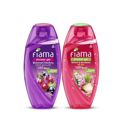 Fiama Shower Gel Patchouli & Macadamia And Blackcurrant & Bearberry Body Wash With Skin Conditioners, 250 Ml Bottle (Pack Of 2)
