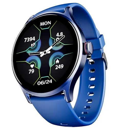 boAt Lunar Vista w/Large 1.52" (3.8 cm) AuraVue Display, AOD, 550 Nits Brightness, Functional Crown,100+ Sports Mode, Heart Rate & Sp02 Monitoring, Fitness Smart Watch for Men & Women (Deep Blue)