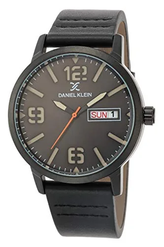 Daniel Klein Leather Analog Black Dial Men's Watch-DK.1.12506-3