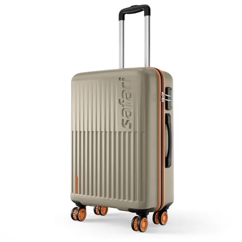 Safari Astra Neo 8 Wheels 66cm Medium Size Check-in Trolley Bag, Hard Case Polycarbonate, 360 Degree Wheeling Luggage for Men & Women, Travel Bag, Suitcase for Travel, Champagne