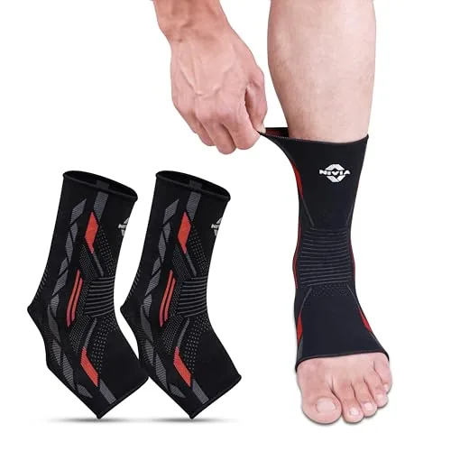 Nivia Knitted Ankle Support for Men & Women, Breathable, Ankle Supporter for Men, for Gym, Training, Sports, Running & Injury Prevention, Ankle Brace (Red, S), Available in Pair