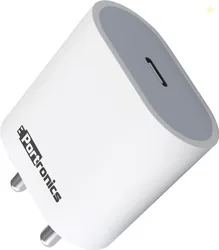 Portronics 20 W PD 3 A Wall Charger for Mobile (White)