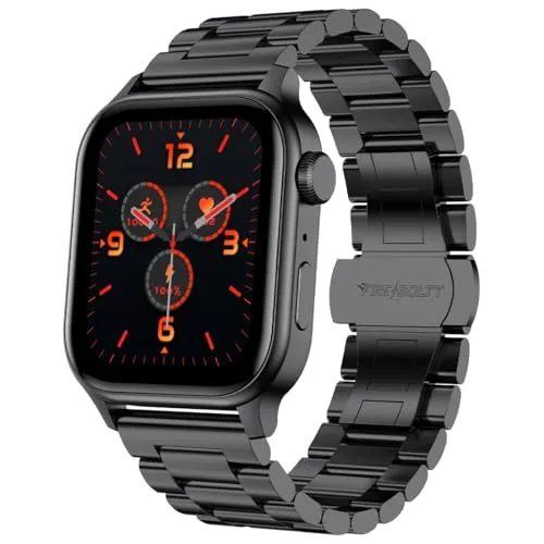 Fire-Boltt Rise Smart Watch 1.85″ with Bluetooth Calling, AI Voice Assistant, Rotating Crown, SpO2 & Heart Rate Monitor, 123 Sports Modes, IP67 Waterproof Metal Smartwatch for Men & Women - Black