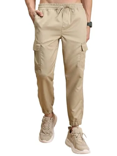 Highlander Men's Low Rise Regular Pants (PHTR000014_Khaki_M)