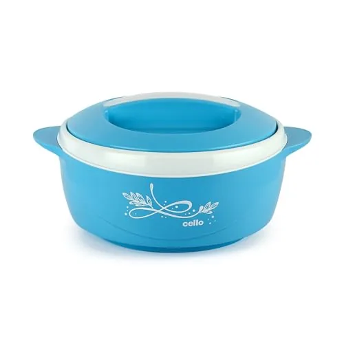 CELLO Sapphire Insulated Casserole Hot Pot For Kitchen 1250 ml Blue | Easy to Serve Airtight Outdoor Safe Inner Steel Insulated Keeps Food Hot & Warm Casserole Hot Pot Case Set For Roti Rice Biryani