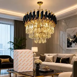Halonix Horizon 400MM Crystal Pendant Light | 3-in-1 Adjustable Color (Warm White, Natural White & Cool White) | Decorative Hanging Light | Crystal Ch