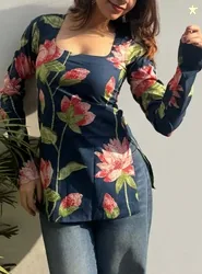 SANDIWAL Casual Regular Sleeves Floral Print, Printed Women Multicolor Top