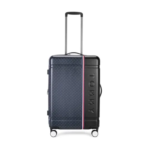 Tommy Hilfiger Millennia X Mid Hard Luggage - Black |Check-in Trolley Bag with TSA Lock | 360° Spinner Double Wheels | Telescopic Handle | Polycarbonate Hardshell Suitcase | 60L Capacity | 68Cm