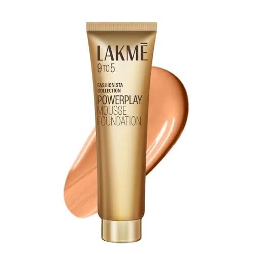 Lakme Powerplay Mousse Foundation, Matte Finish, Full coverage, Lightweight, Long Lasting Face Makeup,Rose Ivory, 25g