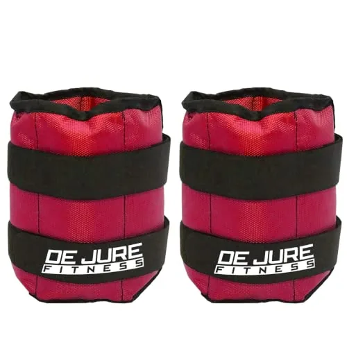 DE JURE FITNESS Ankle & Wrist Weight Set, Adjustable Strap, 1.5KG Pair (1.5Kg x 2 = 3kg) (E) Red