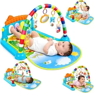 Cable World 3 in 1 Baby Play Gym Mat Made of ABS High Grade Plastic, Musical Piano, Hanging Rattles, Mirror & Colourful Activity Arch for Infants and