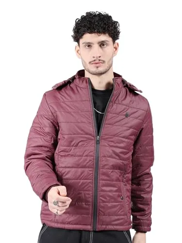 The Indian Garage Co Men Maroon Slim Fit Solid Puffer Jacket