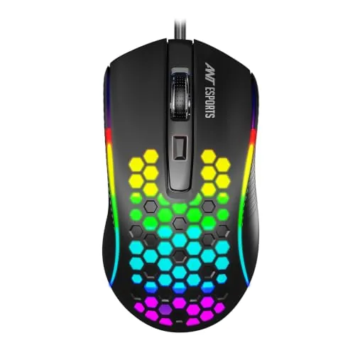 Ant Esports GM80 V2 Wired Gaming Mouse with RGB Lighting, Up to 3600 DPI, 4 Adjustable DPI Levels, 4 Buttons, 1.5m Cable, 3.5M Click Lifespan for PC & Laptop Gaming
