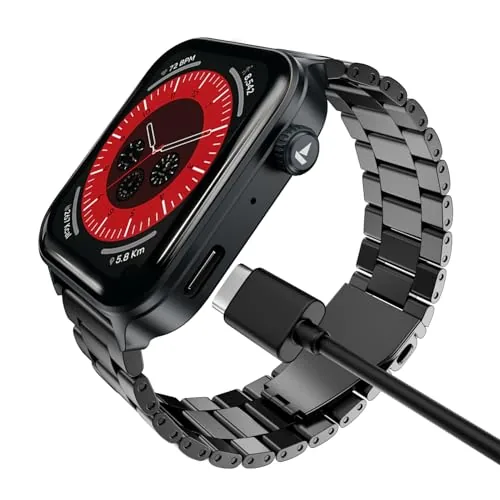 boAt Storm Call 4 India's first Smartwatch with Type-C Charging,1.96”(4.97 cm) HD Display, Functional Crown, BT Calling, Sports Modes, Heart Rate, SpO2, Sleep & Stress Tracking, SOS, IP68(Steel Black)