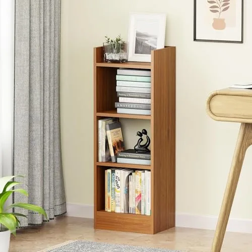 Lukzer 3 Layer Engineered Wood Multipurpose Rack Bookshelf Storage Organizer Stand (MR-010/Oak Brown/80x33x22cm)