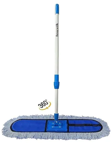 Inuvik Microfiber Wet & Dry Cotton Pad Floor Mop 75x14x6(18-Inch Head) with 4 Feet Telescopic handle Floor Cleaning Mop Home Office Hotels Hospitals(Set of 1)(18 INCH Full Set)