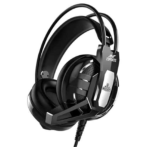Ant Esports H520W Smartchoice Gaming Headset with Mic, Wired 3.5mm Over-Ear, 50mm Bass Drivers, Noise Isolating, Lightweight Comfort, Multi-Platform (PC/PS4/Xbox/Switch/Mobile), Black