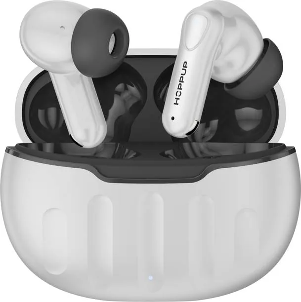 HOPPUP AirDoze M1 Earbuds with 50H PlayTime, 40MS Low Latency, AI ENC & 5.4v Bluetooth Headset (White, True Wireless)