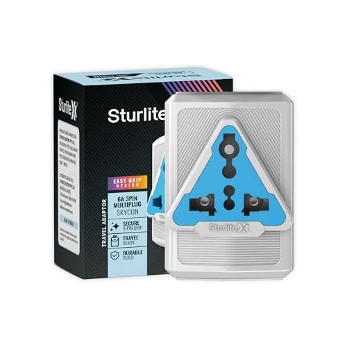 Sturlite Skycon 3 Pin Plug| 2-Pin & 3-Pin Socket| 6 Amps Universal AC Travel Adapter| Strong Polycarbonate Body Socket| Compact Converter Plug for Travel, Home & Office Use