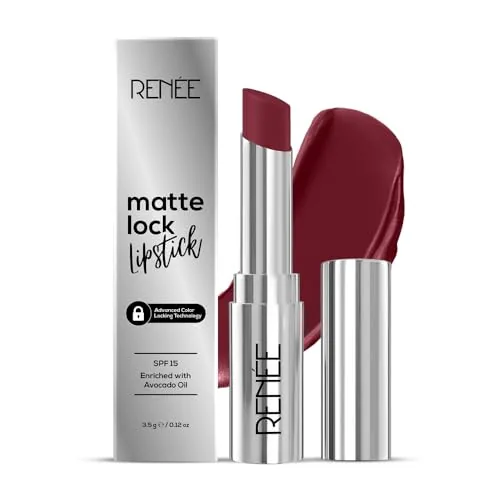 RENEE Matte Lock Lipstick- Folk, Moisturizing, Long Lasting & Weightless Formula, Intense Color Pay Off with Ultra-Matte Finish, Enriched with Avocado oil, Vitamin E, D & Beta-Carotene, 3.5 Gm