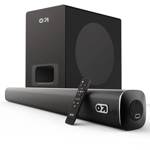 GOBOULT X120 2.1 Channel Bluetooth Soundbar with BoomX Subwoofer, 120-Watt Output Surround Sound, EQ Modes, Remote Accessibility, USB/HDMI/AUX & Optical Fiber Connectivity Sound bar (Black)