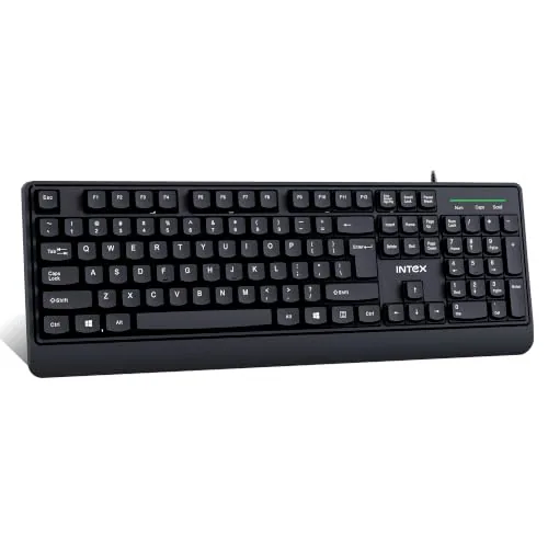 Intex Stream Wired Keyboard IT-KB335 | USB 2.0 Full Size Keyboard | 5 Million Click Key Life | 1.5M Cable | Ergonomic Design | Smooth Typing | Plug & Play Keyboard for PC, Laptop & Desktop