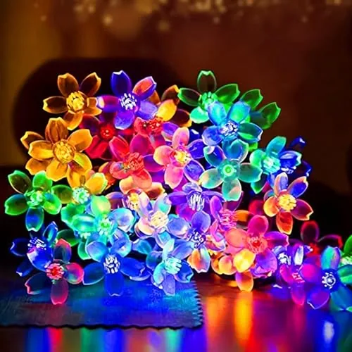 One94Store Silicone Flower String Lights – 14 LED, 3 Meter Multi-Color – Decorative Fairy Lights for Indoor/Outdoor, Garden, Diwali, Christmas, Wedding, Party & Festival Decoration (Pack of 1)
