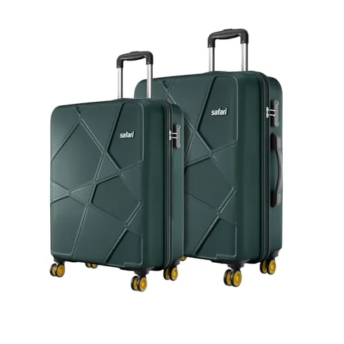 Safari Cabin Pentagon Pro 8 Wheels Set of 2(+ Medium)Trolley Bags,Hard Case Polypropylene, 360º Wheeling Luggage for Men & Women, Suitcase for Travel, Trolley Bags for Travel, Dusk Green|Spinner Wheel