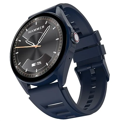 HAMMER Cyclone 1.39" Round Dial Smart Watch with Calling Function, High Refresh Rate, Multi Sports Modes, Spo2, HR, Voice Assistant (Navy Blue)
