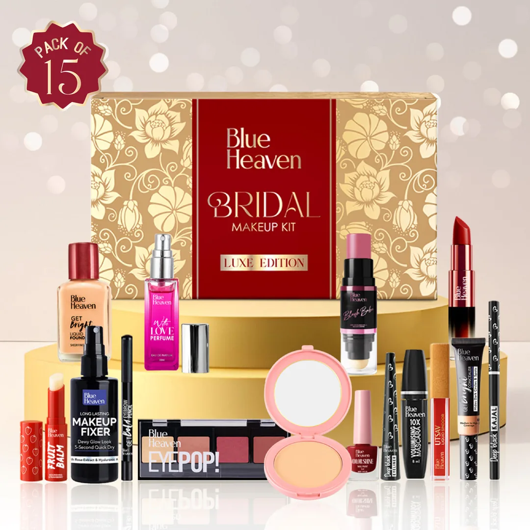 BLUE HEAVEN Bridal Makeup Kit Luxe Edition Makeup Gifting Combo Set for Women - Pack of 15