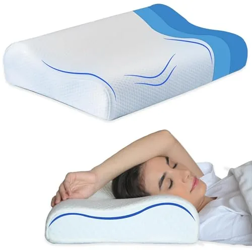 CRAFKEN Ultimate Contour Memory Foam Pillow - Ergonomic Neck Support Pillow for Sleeping, Neck & Shoulder Pain Relief, Orthopedic Contour Design with Ultra Soft Breathable & Skin Friendly Cover