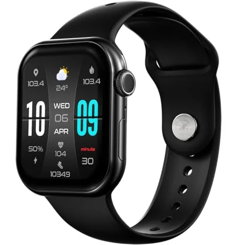 Fire-Boltt Ring X Smart Watch with 2.01” Always-On Display, Bluetooth Calling, Wireless Charging, AI Voice Assistant, 500+ Watch Faces, Health Suite, Smart Watch for Man & Woman – Black S