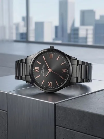 French Connection Men Dial & Stainless Steel Bracelet Style Straps Analogue Watch FCND15BM