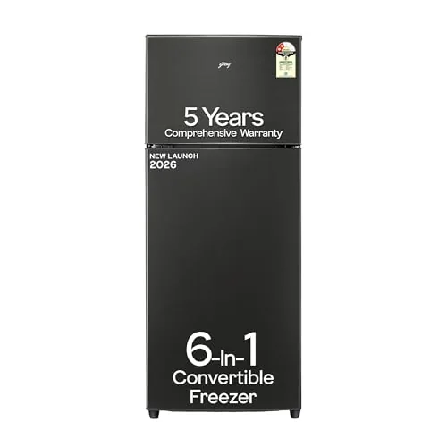 Godrej 272L 2 Star| 5 Years Comprehensive Warranty| New Launch| 6-in-1 Freezer Convertible| 95%+ Food Surface Disinfection| Frost Free Refrigerator (RF EON 294BN RCIF GP ST, Graphite Steel)