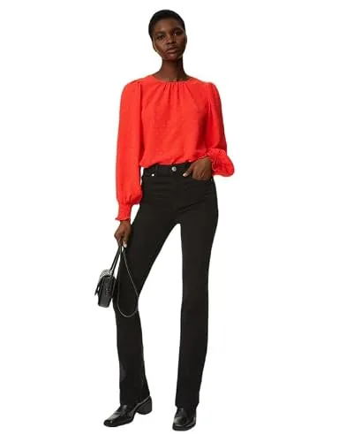 Marks & Spencer Textured Crew Neck Blouse T411511WFLAME (XS)