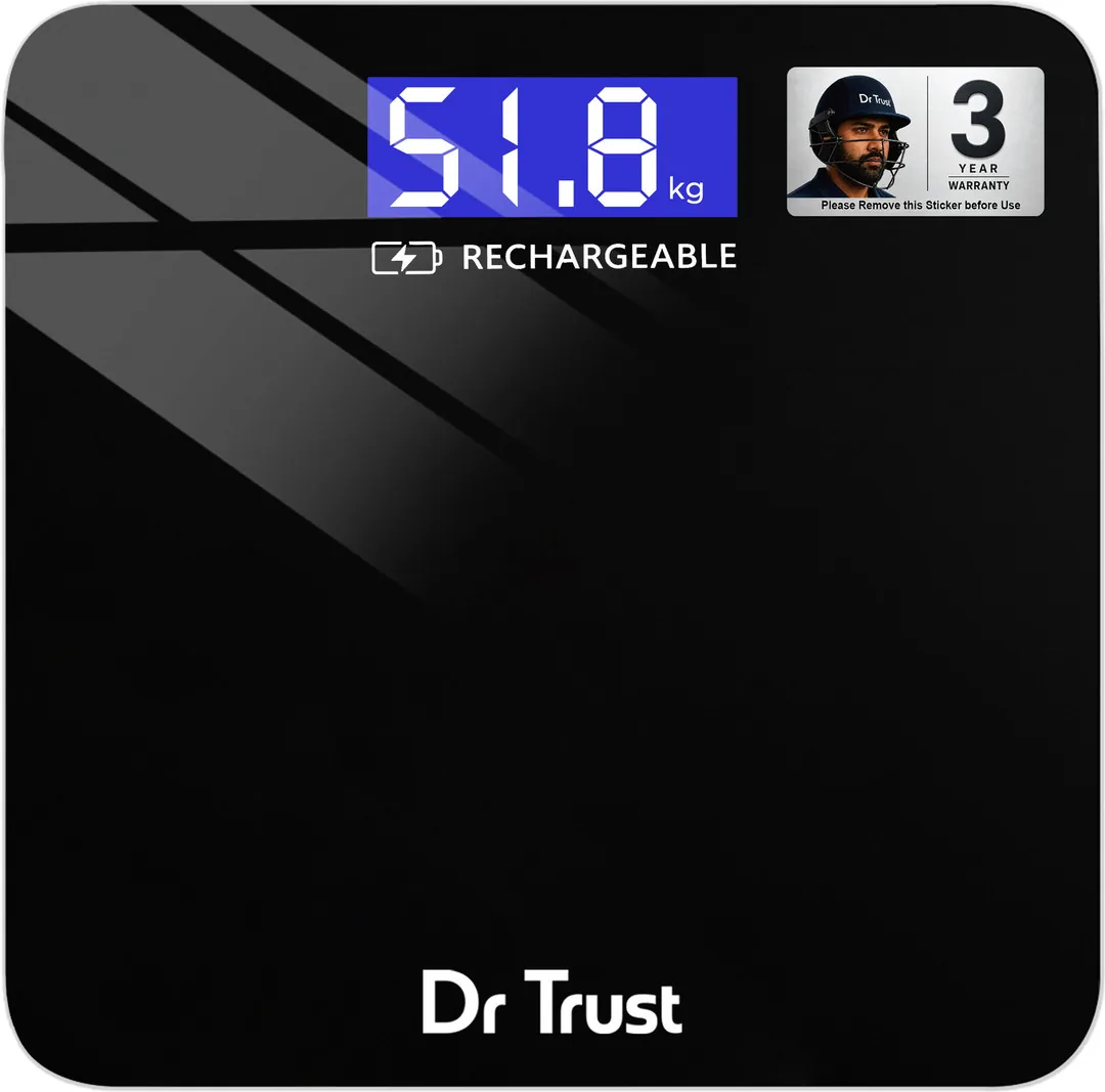 Dr Trust (USA) Zen Rechargeable Digital Personal Weighing Scale Electronic Weight Machine For Human Body (USB Cable Included) Weighing Scale Black