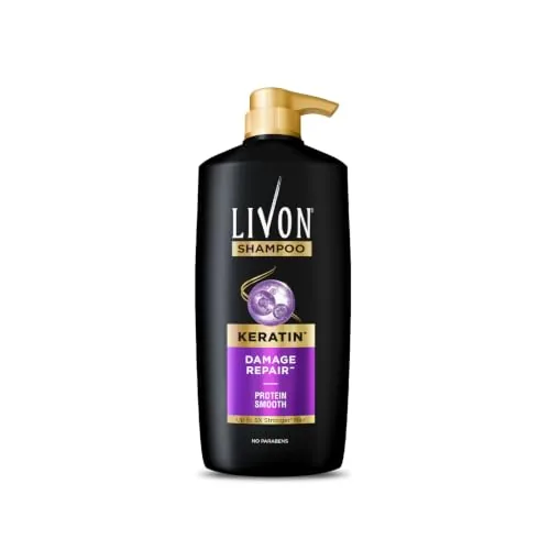 Livon Keratin Shampoo for Women & Men | Repairs Damaged Hair | Smooth & 5x Stronger Hair | No Parabens | 1L
