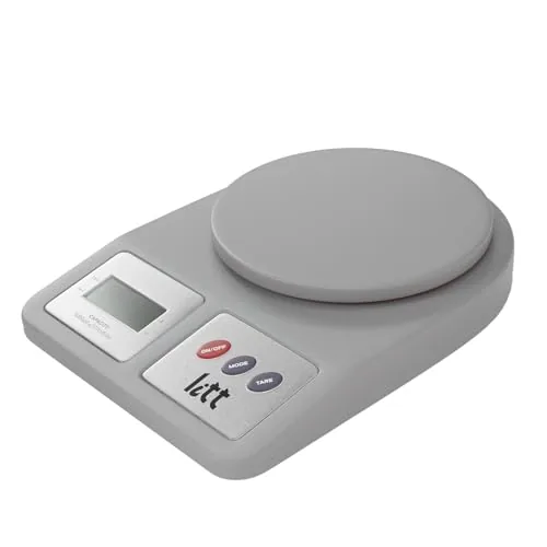 Lifelong Digital Kitchen Weighing Scale, 5kg Capacity, Grey, LCD Display with Tare Function for Kitchen, Baking, Diet, and Food Weighing