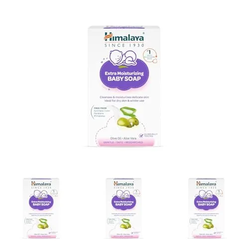 Himalaya Extra Moisturizing Baby Soap for Dry Skin | B3G1-125g Helps Lock In Moisture With Aloe-Milk Moisture Complex of Almond & Olive Oil | Clinically Tested | No. 1 Doctor Recommended Brand