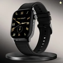 Fire-Boltt Rise Force 1.85 BT Calling, Nylon Fluoroelastomer Hybrid Strap Rotating Crown Smartwatch Midnight Black Strap, Free Size
